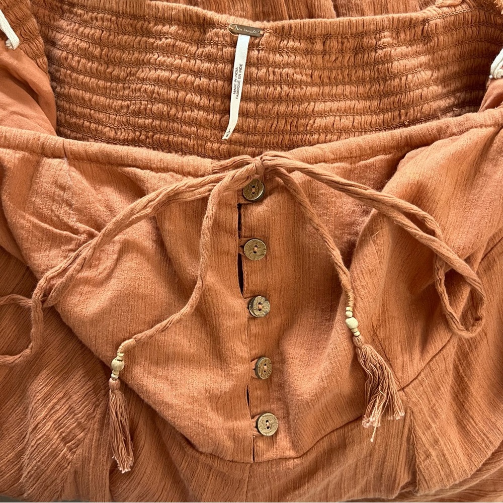Free People Orange Off Shoulder Gauze Dress - Picture 6 of 16